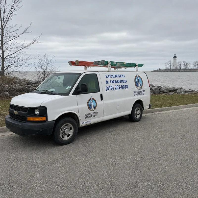The Lighthouse Electric of Point Place service van, licensed and insured, Ohio license 5207